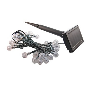 LumaBase Solar-Powered String Lights with Faceted Balls - White - 1 of 4
