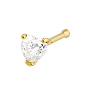 Jewelry Avalanche 22G 14K Gold Heart-shape Moissanite Nose Bone Nose Stud - 1 of 4