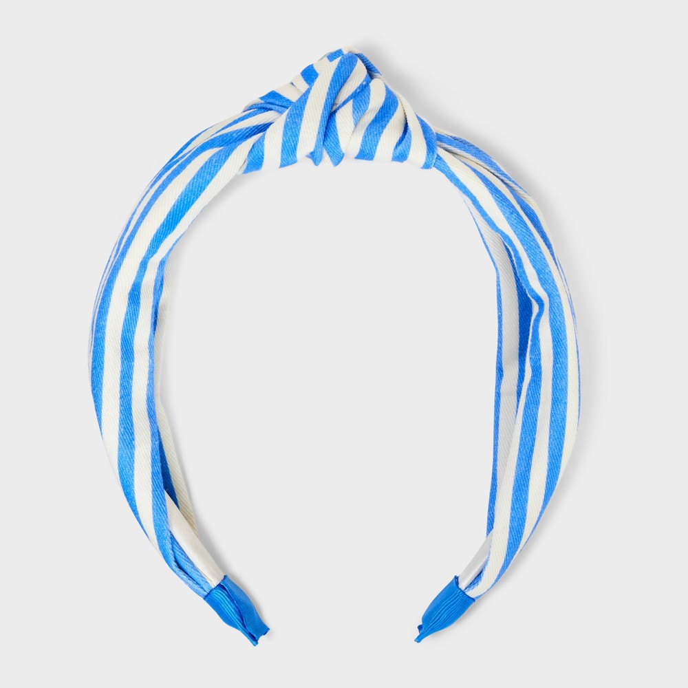 Photos - Hair Styling Product Striped Top Knot Headband - Universal Thread™ Blue