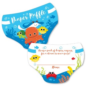 Big Dot of Happiness Under The Sea Critters - Diaper Shaped Raffle Ticket Inserts - Baby Shower Activities - Diaper Raffle Game - Set of 24 - 1 of 4