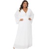 Women's Plus Size V Neck Long Sleeve Open Back Flowy Formal Evening Gowns Wedding Guest Prom Long Dresses - Agnes Orinda - 3 of 4