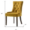 HomeRoots Set of Two Tufted Yellow and Espresso Upholstered Velvet And Solid Wood Dining Side Chairs - 3 of 4
