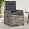 vidaXL Reclining Patio Chairs Set of 2 - Poly Rattan Gray Adjustable Outdoor Furniture for Garden & Deck with Cushions - 2 of 4