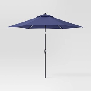 9' Round Solar Outdoor Patio Market Umbrella with Black Pole - Threshold™ - 1 of 4