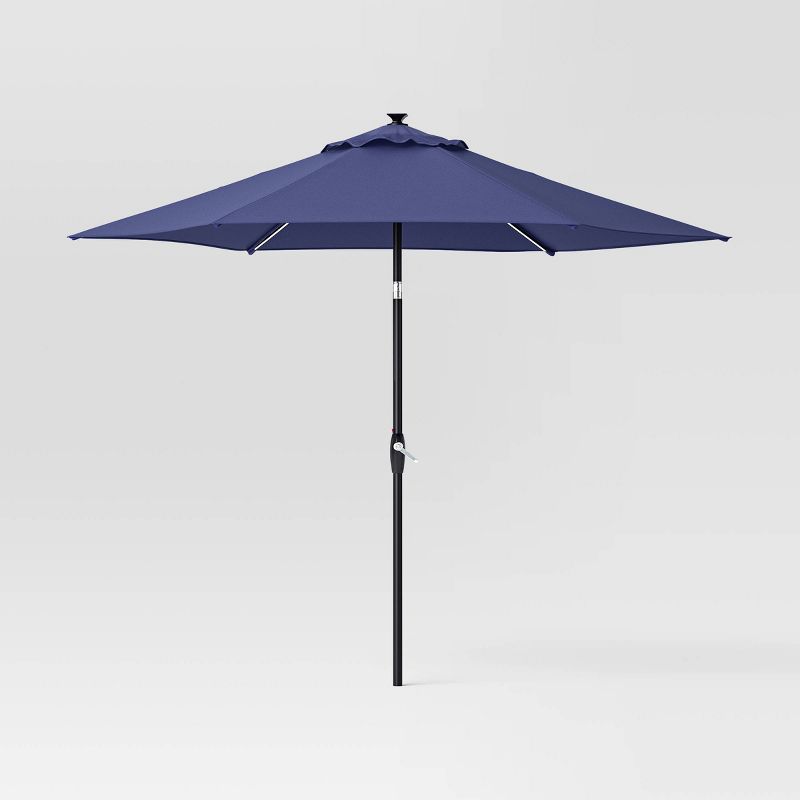 9' Round Solar Outdoor Patio Market Umbrella with Black Pole - Threshold™, 1 of 8