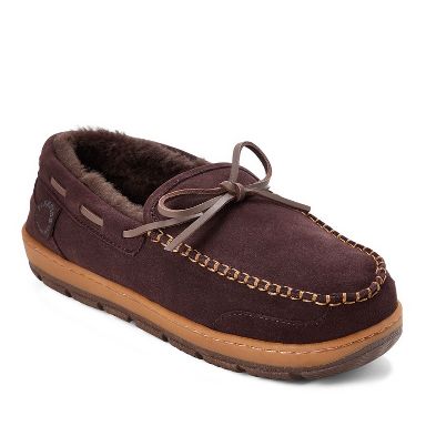 NEW ! Men Fireside by Dearfoams  Genuine Shearling Moccasin Slipper Brown US 12 Men main image 4