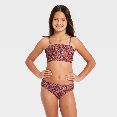 Cat & Jack Girls' Animal Ditsy Leopard Spot Bikini Set - Cat & Jack™ Brown M