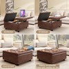32" Square Storage Bench, Leather Lift-Top Ottoman Cube Bench, Coffee Table Ottoman With Large Storage Space,  Storage Coffee Table For Living Room - 2 of 4