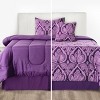 Down Alternative Ultra Soft Comforter Set Reversible Printed Comforter & Shams All Season Solid 5Pc Comforters - Lux Decor Bedding Set - 2 of 4
