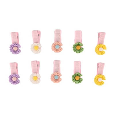 Unique Bargains Women's Cute Flowers Hair Clips Pink Yellow Green Purple White 10 Pcs