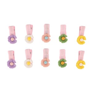 Unique Bargains Women's Cute Flowers Hair Clips Pink Yellow Green Purple White 10 Pcs - 1 of 3