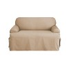 Duck T Cushion Loveseat Slipcover Tan - Sure Fit: Stretch Fit Cotton Furniture Protector, Indoor Use - 2 of 4