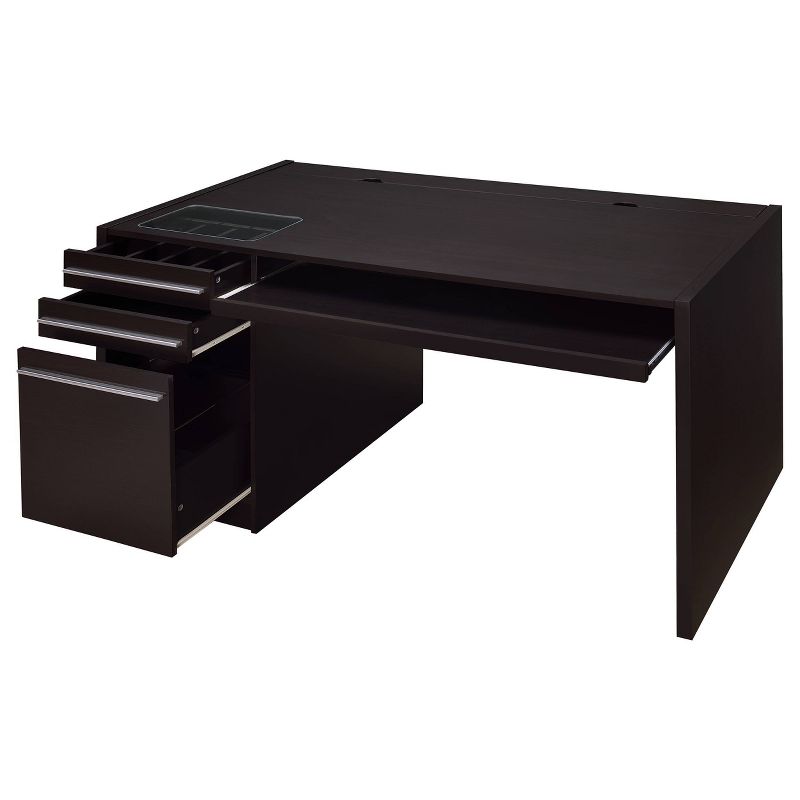 Halston 3 Drawer Office Desk Cappuccino - Coaster, 4 of 13