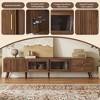 76" Modern TV Stand with Glass Doors, Wood-Grain Entertainment Center for TVs up to 85 Inches, Media Console with Storage for Living Room, Bedroom - 4 of 4