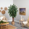 Nearly Natural 7-ft Sakaki Artificial Tree in Handmade Natural Jute Planter with Tassels - image 4 of 4