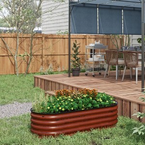 Okak Galvanized Raised Garden Bed 4 sizes Steel Planter Box with Safety Edging for Vegetables, Herbs, Outdoor, 3 colors - 1 of 4