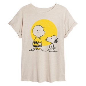 Women's - Peanuts - Snoopy and Charlie Brown Oversized Graphic T-Shirt - 1 of 4