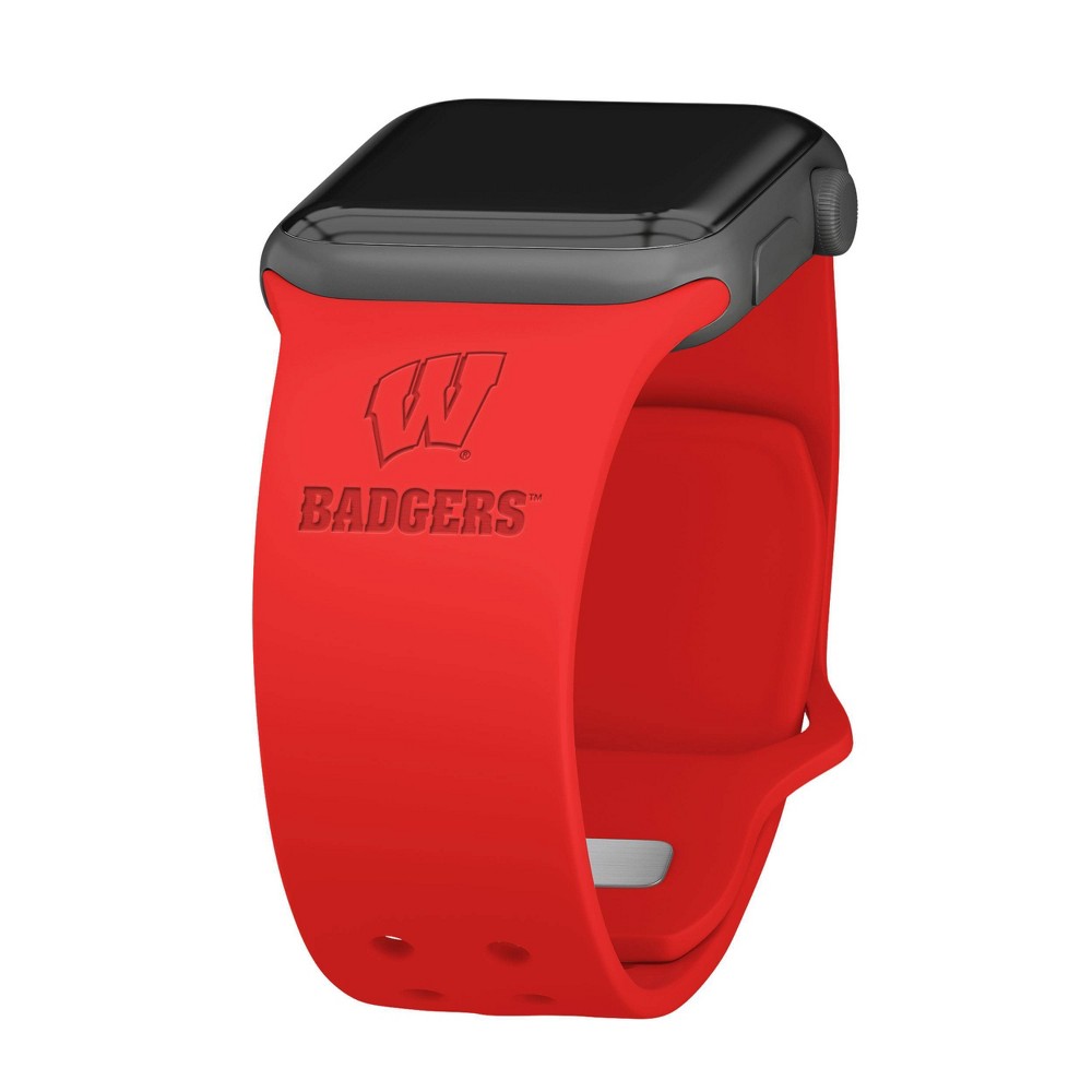 Photos - Smartwatches NCAA Wisconsin Badgers Wordmark Engraved Apple Watch Band - 42/44/45/49mm