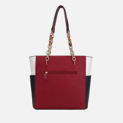 MKF Collection Rochelle Vegan Color Block Vegan Leather Women’s Tote Bag with Wristlet by Mia K - Wine Navy — фото 5