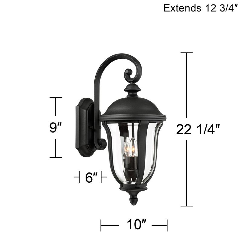 John Timberland Park Sienna Vintage Outdoor Wall Light Fixture Black Downbridge Scroll 22 1/4" Clear Glass for Post Exterior Barn Deck House Porch, 4 of 10