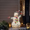LuxenHome 3Ft Lighted Snowman with Bird, Festive Outdoor Christmas Display White, Red, Green, Multi - 4 of 4
