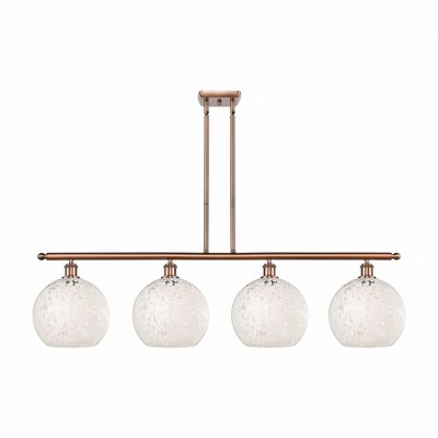 White Mouchette - 4 Light Stem Hung Island In Modern Style-12.25 Inches Tall and 48.25 Inches Wide