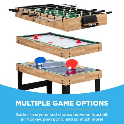 Natural 2x4ft 10-in-1 Combo Game Table with Foosball and Pool