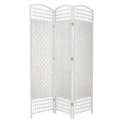 5 1/2 ft. Tall Fiber Weave Room Divider - White (3 Panels)