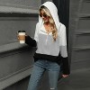 Women Pullover Loose Long-Sleeved Hooded Top With Contrast Color Stitching And Zipper - 3 of 4