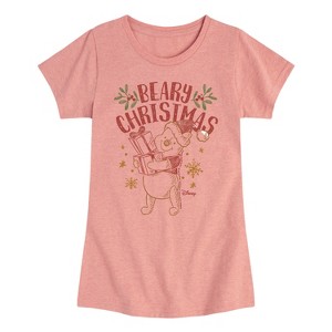 Girls' - Winnie the Pooh - Pooh Wishes A Beary Christmas Fitted Short Sleeve Graphic T-Shirt - 1 of 4