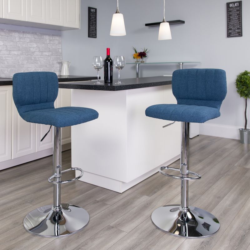 Flash Furniture Contemporary Vinyl Adjustable Height Barstool with Vertical Stitch Back and Chrome Base, 2 of 11