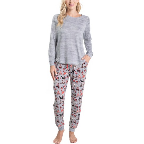 Muk Luks Womens Merry Everything Pajama Set, Grey Fairisle/dogs, Xl : Target