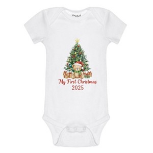 Everyday Kids Christmas Collection My First Christmas 2025 Teddy Tree Baby Onesie – Holiday Graphic Bodysuit - 1 of 4