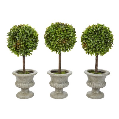 Nature Spring Faux Boxwood Round Topiary Arrangement Set - 3 Pieces