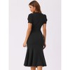 Allegra K Women's Vintage V Neckline Puff Short Sleeve Elegant Mermaid Midi Dress - 3 of 4