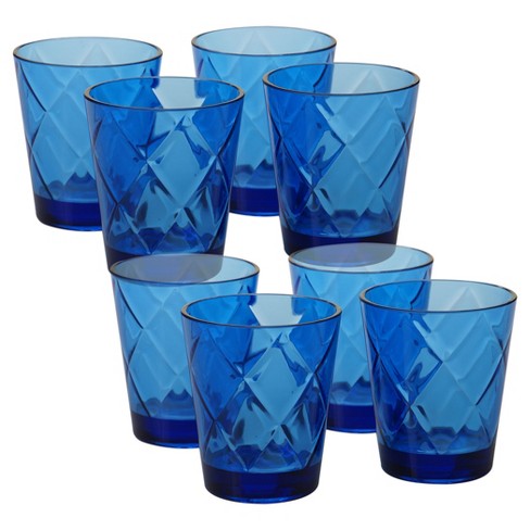 Elle Decor Acrylic Water Tumblers, Set of 4, Unbreakable Drinking Cups,  Stackable and Reusable Plastic Drinkware, 14-Ounce - Indigo Blue
