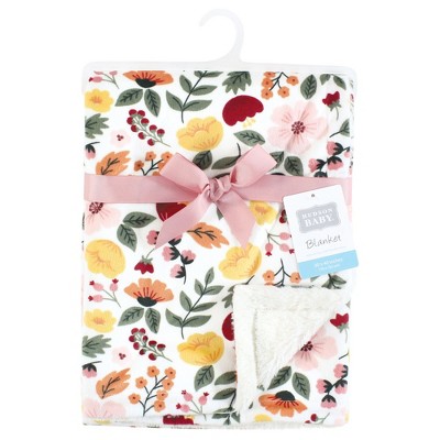 Floral Heavyweight White and Multicolor Polyester Baby Throw Blanket
