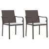 vidaXL Patio Dining Set Table and Chair with Cushions Poly Rattan and Steel - Brown 31.5" Table Length 2 Items - 4 of 4