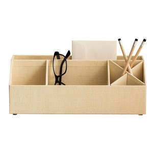 Bigso Elisa Desk Organizer with 7 Compartments – Durable Office Supply Caddy – Cream – 13x4.9x4.9in - 1 of 4