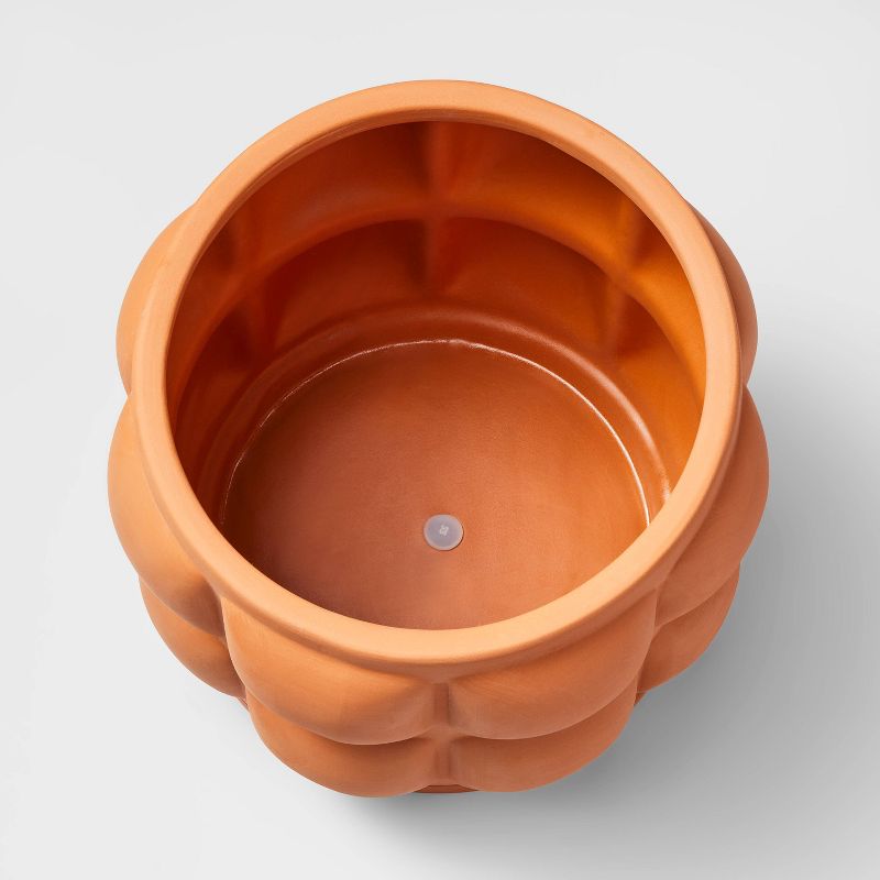 Hilton Carter for Target Terracotta Embossed Ceramic Indoor Outdoor Planter Pot Orange, 4 of 5
