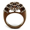 Slickblue Coffee Light Stainless Steel Ring with Clear Crystal, Web Design, Women’s Fashion Ring, Single-Tone, Size 5-10 - 3 of 4