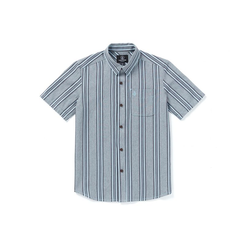 Volcom Big Boys Newbar Stripe Short Sleeve Button Down Shirt, 1 of 5