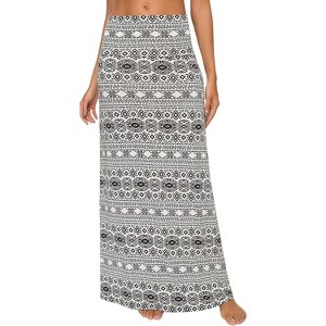 Women's Stylish Spandex Flare Maxi Skirt - Comfy Fold-Over Design Long Skirt for Effortless Style #8 - 1 of 4