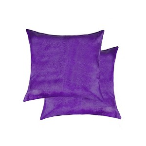 Natural Torino Geneva Cowhide Pillow | 2-Pack | Purple | 18"x18" - 1 of 4