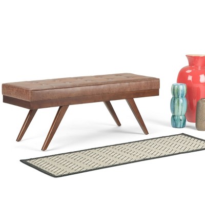 NicBex Modern Mid-Century Tufted Button Ottoman Bench with Wooden Legs,Upholstered Shoe Bench for Living Room,Bedroom,Entryway
