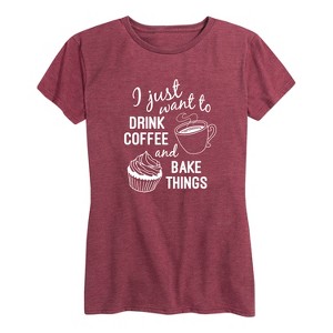 Women's - Instant Message - Drink Coffee Bake Things Short Sleeve Graphic T-Shirt - 1 of 4