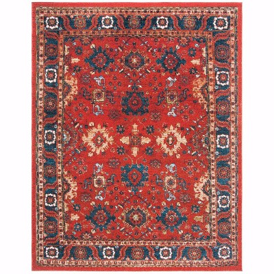 Antique Patina Orange & Blue Synthetic 8' x 10' Area Rug