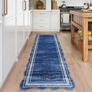 Rug for Bedroom Scalloped Rugs for Living Room Non Slip Stain Resistant Dining Room Area Rug Washable Office Area Rug - 1 of 4