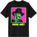 Nightmare On Elm Street Freddy Krueger Neon Miss Me Crew Neck Short Sleeve Women's Black T-shirt