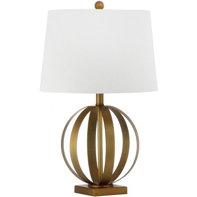 Euginia Sphere Gold-Finished Metal Table Lamp Set with White Cotton Shade